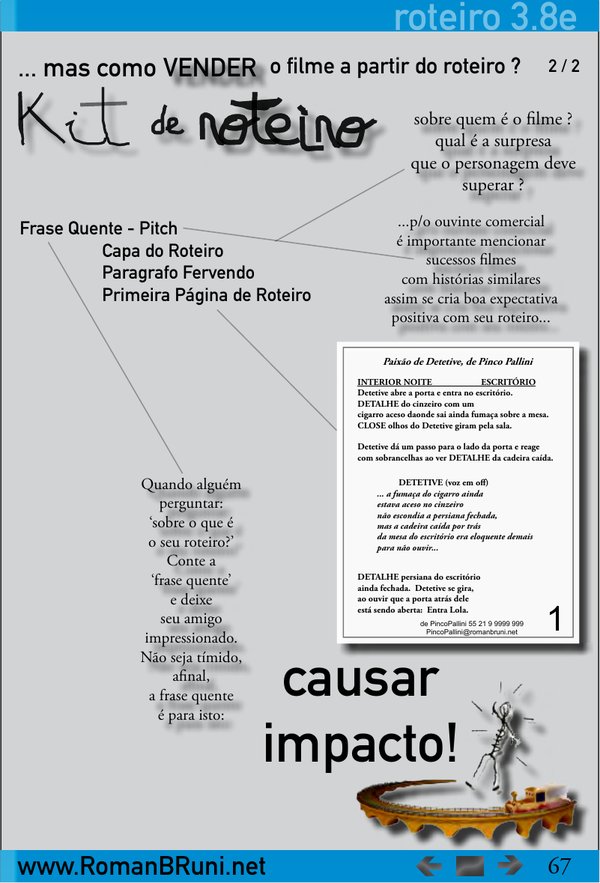 Página 67: kit de roteiro com frase quente, capa, parágrafo fervendo e primeira página